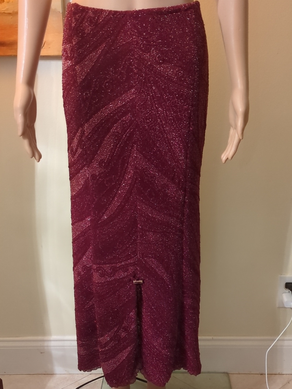 Sparkle Burgundy Maxi Skirt